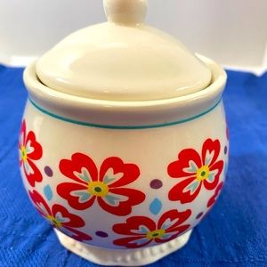 Pioneer woman sugar bowl retro flower flea market. Preowned no chips or cracks